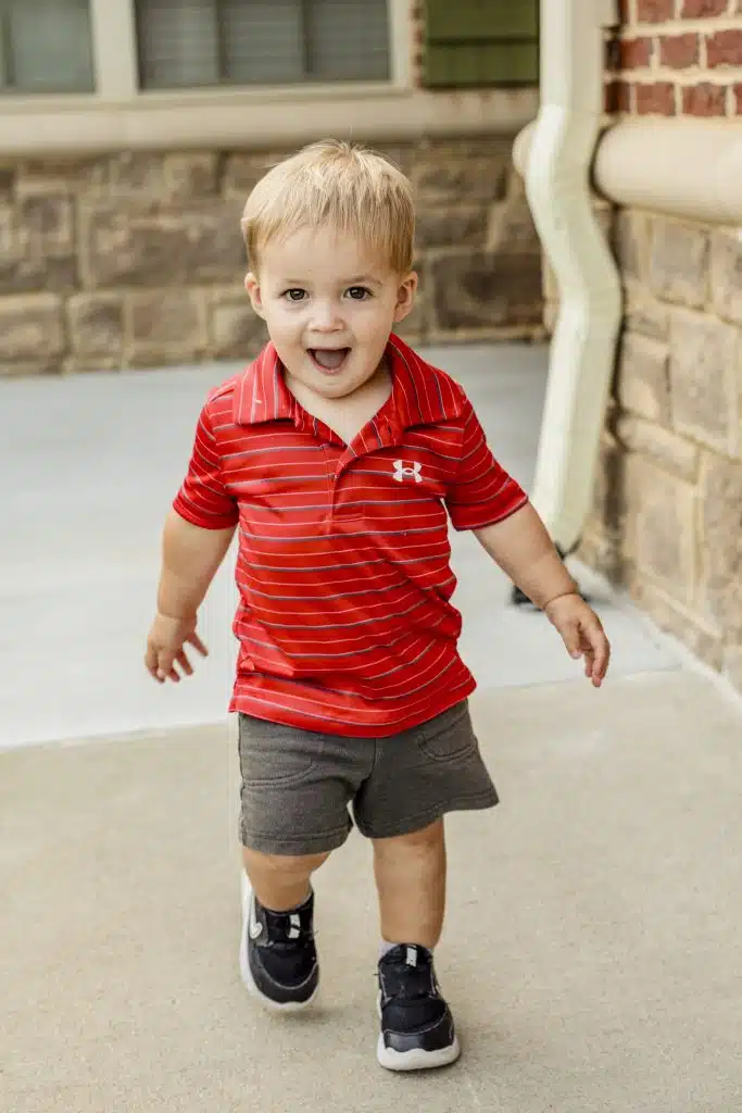Preschool boy running